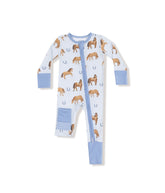 Horses Blue 2 Way Zipper Romper