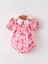 Boots Smocking Embroidered Short Sleeve Floral Baby Girl Romper