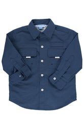 Boys Navy Sun Protective Button Down Shirt