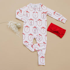 Bamboo Zip Romper | Pink Nutcracker