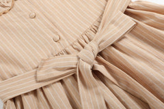 Light Brown Smocked Ruffle Dress