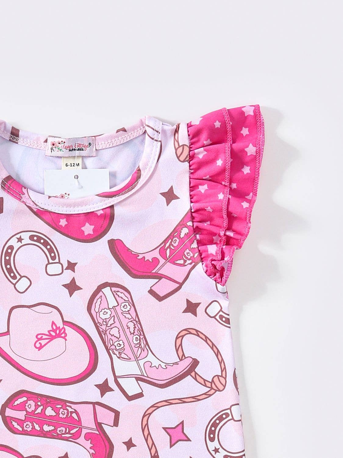 Electric Pink Cowgirl Baby Romper