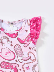 Electric Pink Cowgirl Baby Romper