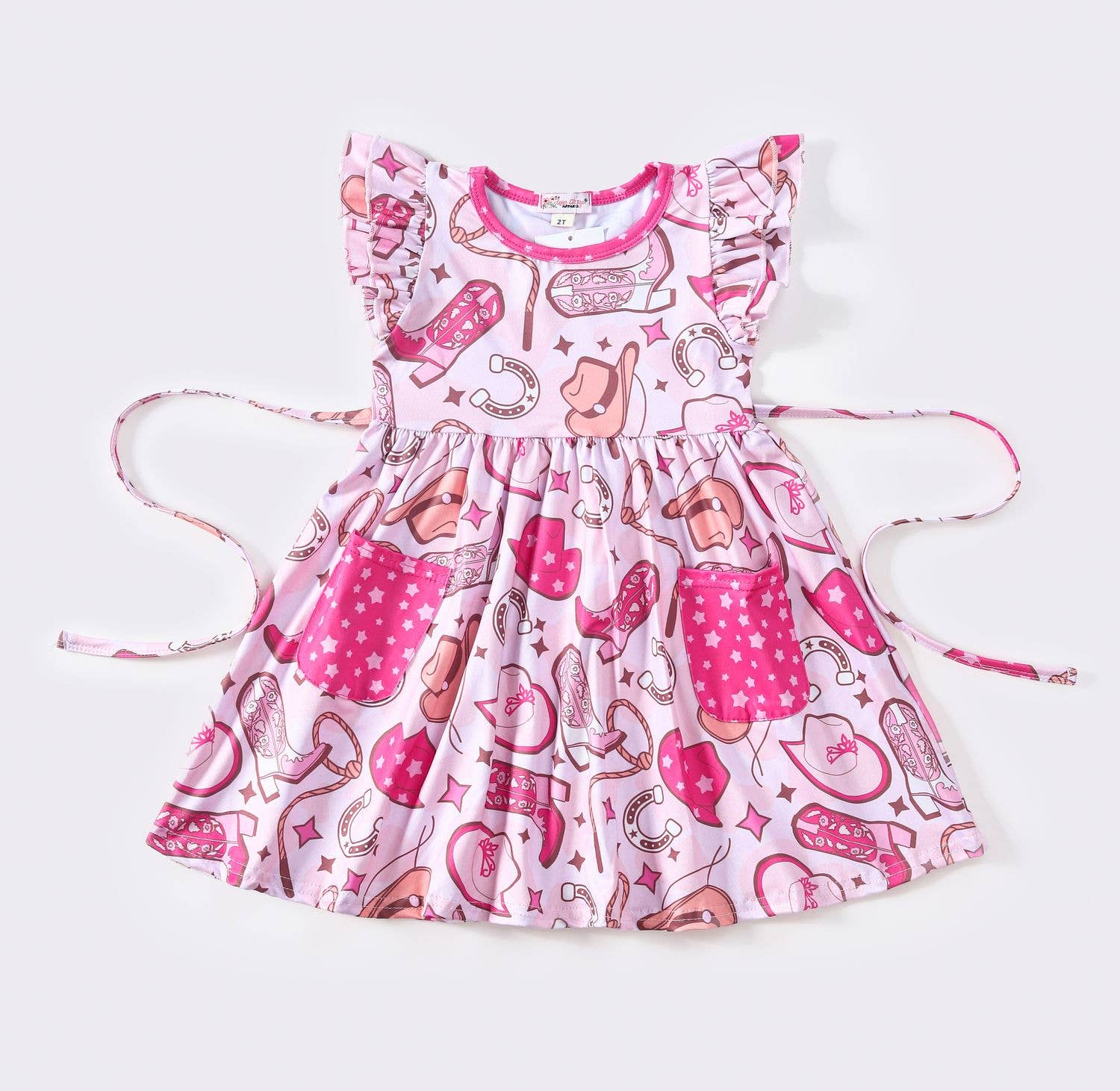 Electric Pink Cowgirl Girls Dress