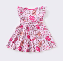 Electric Pink Cowgirl Girls Dress