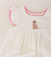 Doodle Puppy- Embroidered Flutter Bubble (SALE)