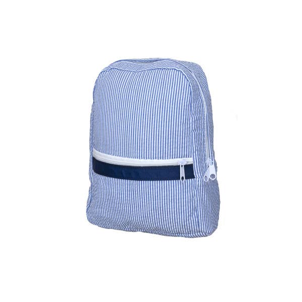 Navy Seersucker Small Backpack | Mint