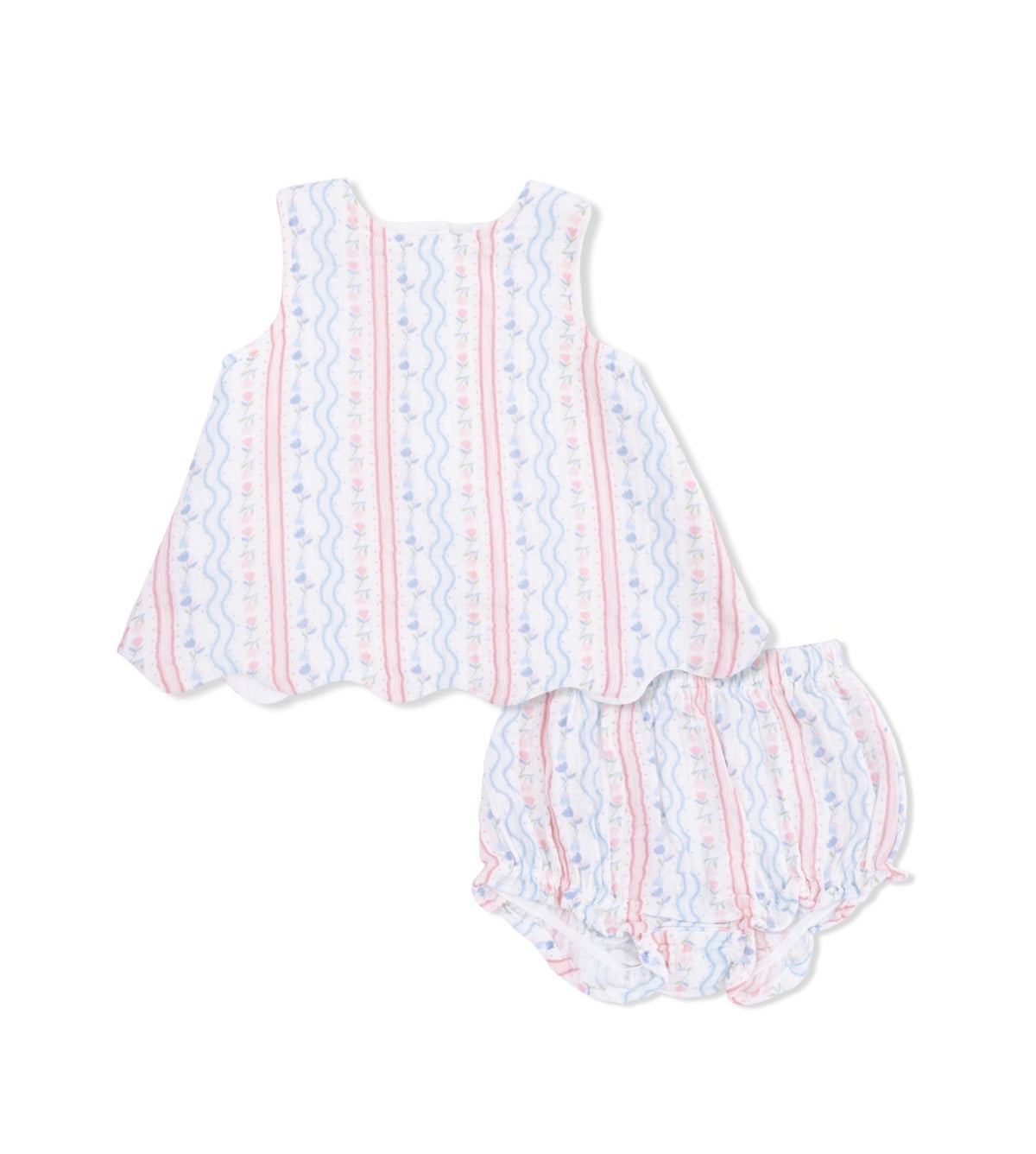 Tulip Stripe Scallop Top & Bloomer Set