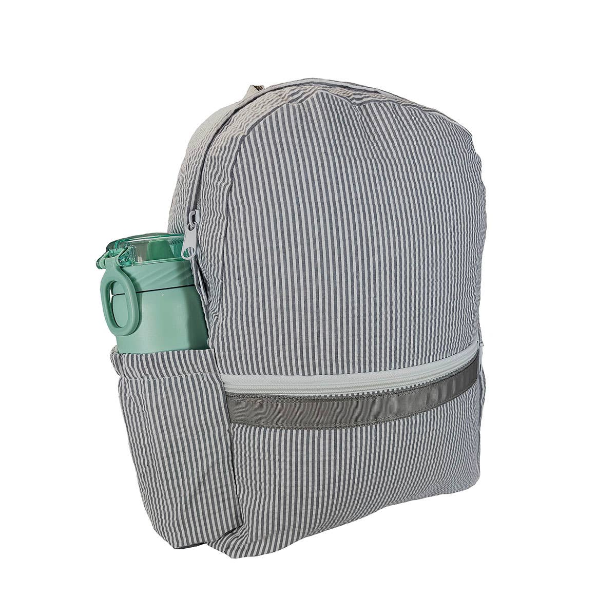 Grey Seersucker Medium Backpack w/ Pocket | Mint