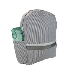 Grey Seersucker Medium Backpack w/ Pocket | Mint