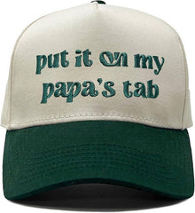 Kid/Baby 2-Tone Cap: Put It on My Papa's Tab (Green/Beige)