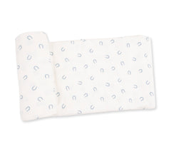 Little Horseshoes Blue Swaddle Blanket