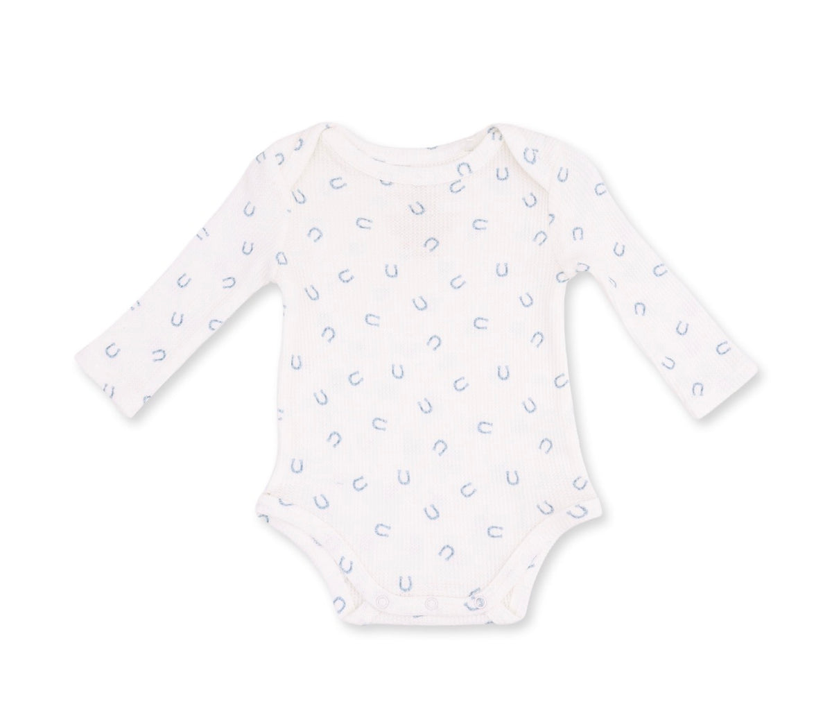 Little Horseshoes Blue Long Sleeve Bodysuit