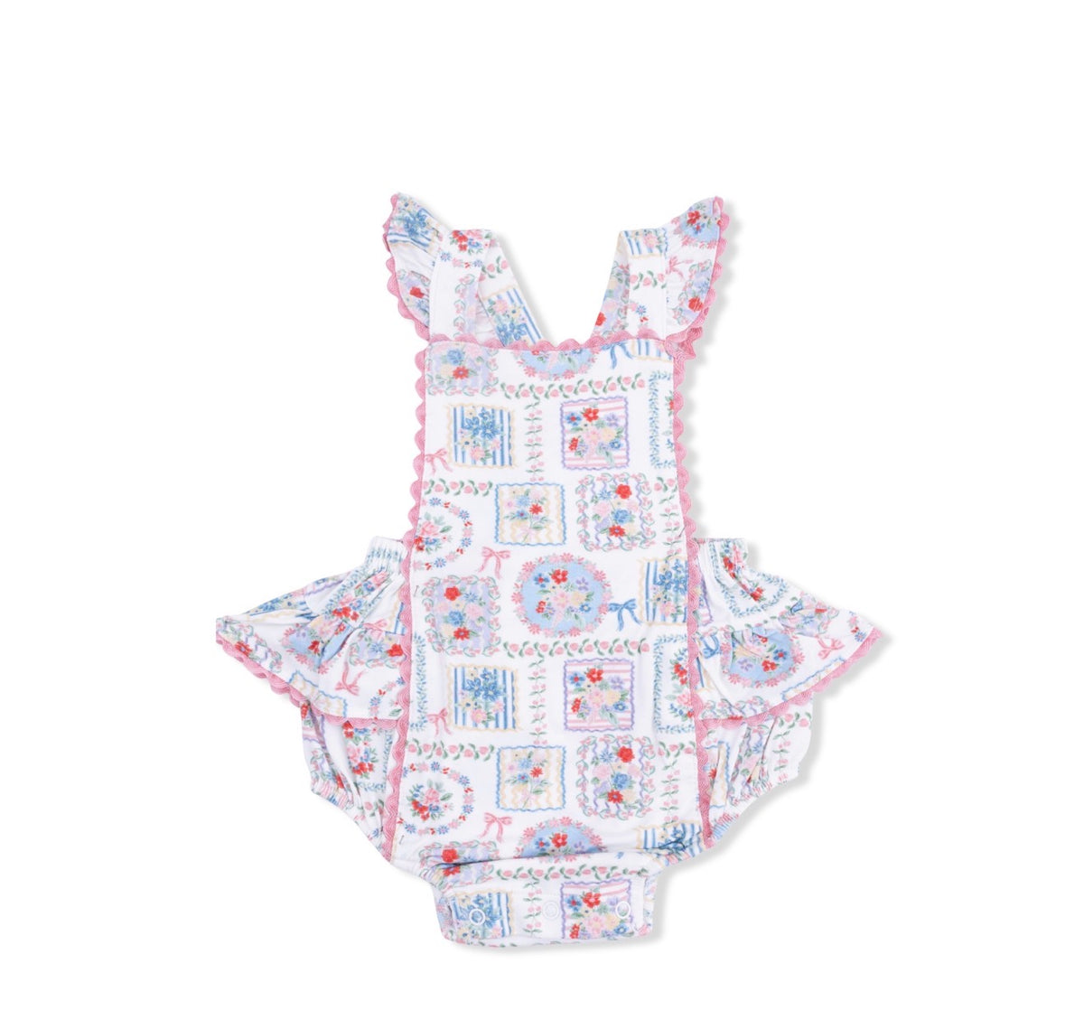 Floral Patchwork Ruffle Sunsuit