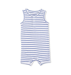 Navy Stripe Henley Shortie Romper