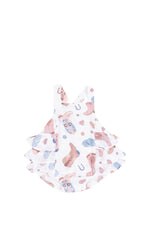 Cowboy Boots Pink Ruffle Sunsuit