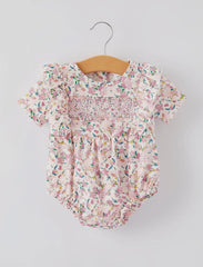 Girls smocked Floral Romper