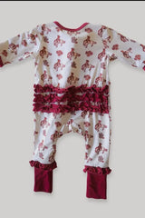 Bamboo ruffled zipper sleeper/Retro Cowgirl
