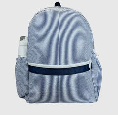 Navy Medium Seersucker Backpack