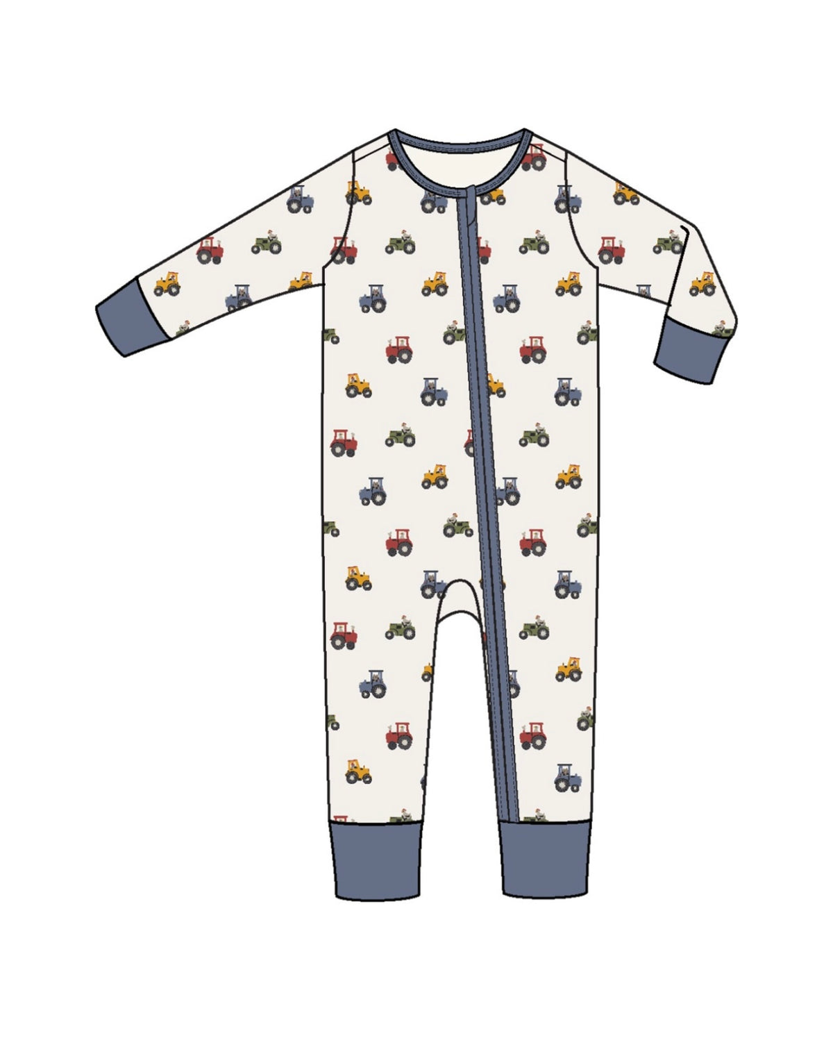 Mini Tractors 2 Way Zipper Romper