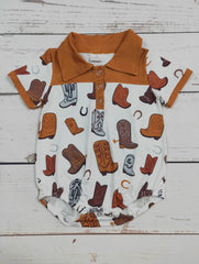Brown Boots Western Romper