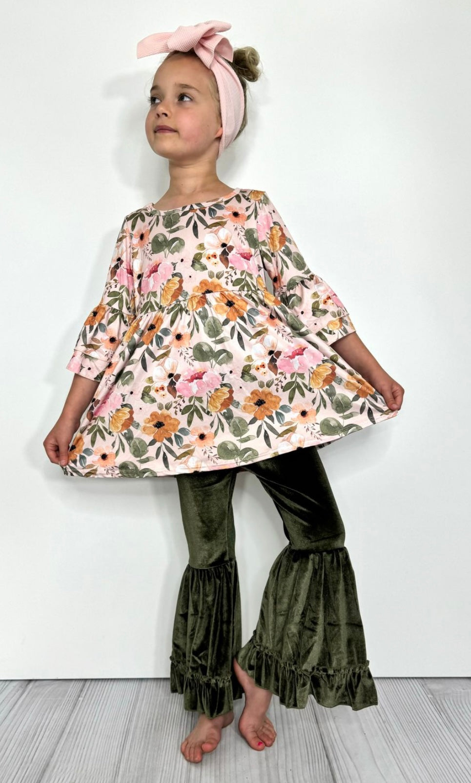Girls Olive Flower set