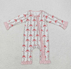 Christmas Bow Bamboo Girls Romper