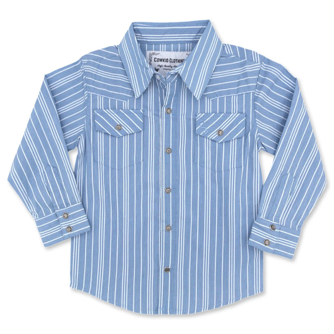 Vintage Blue Stripe Pearl Snap Shirt