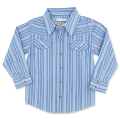 Vintage Blue Stripe Pearl Snap Shirt