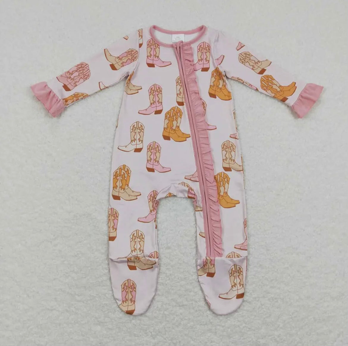 Girls Pink Boots Romper