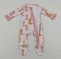 Girls Pink Boots Romper