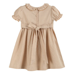 Light Brown Smocked Ruffle Dress