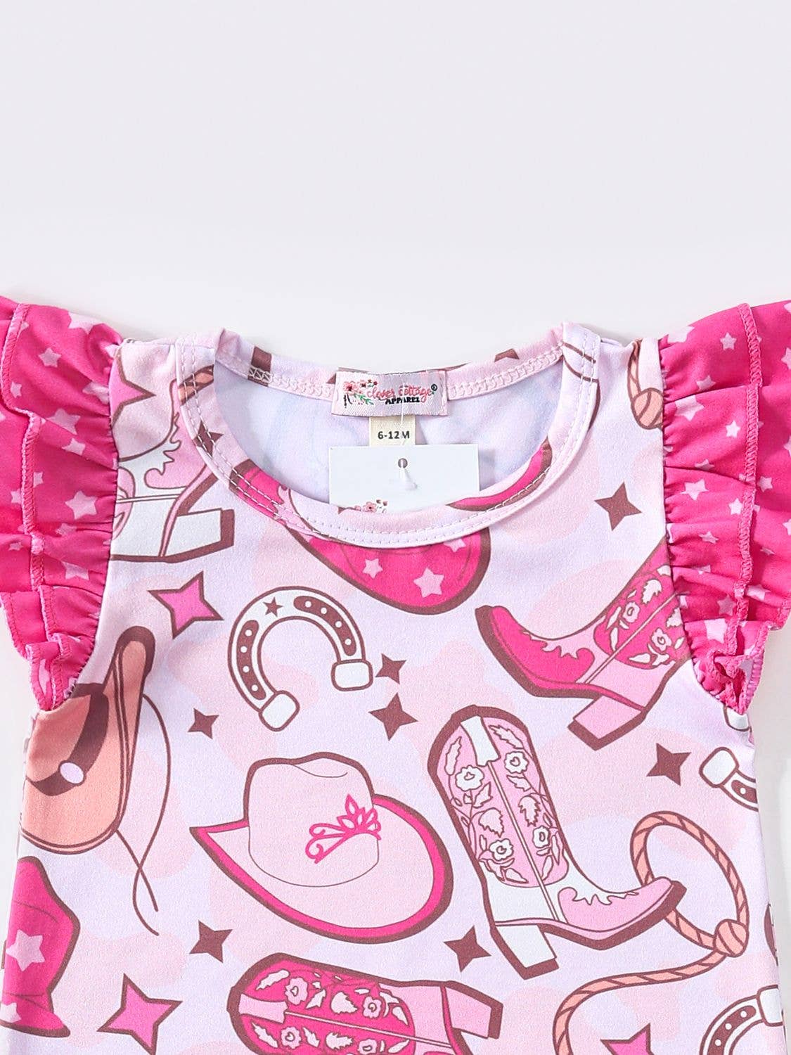 Electric Pink Cowgirl Baby Romper