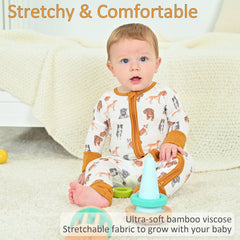 Woof Woof Dogs Baby Bamboo Pajamas, 2-Way Zipper