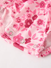 Boots Smocking Embroidered Short Sleeve Floral Baby Girl Romper