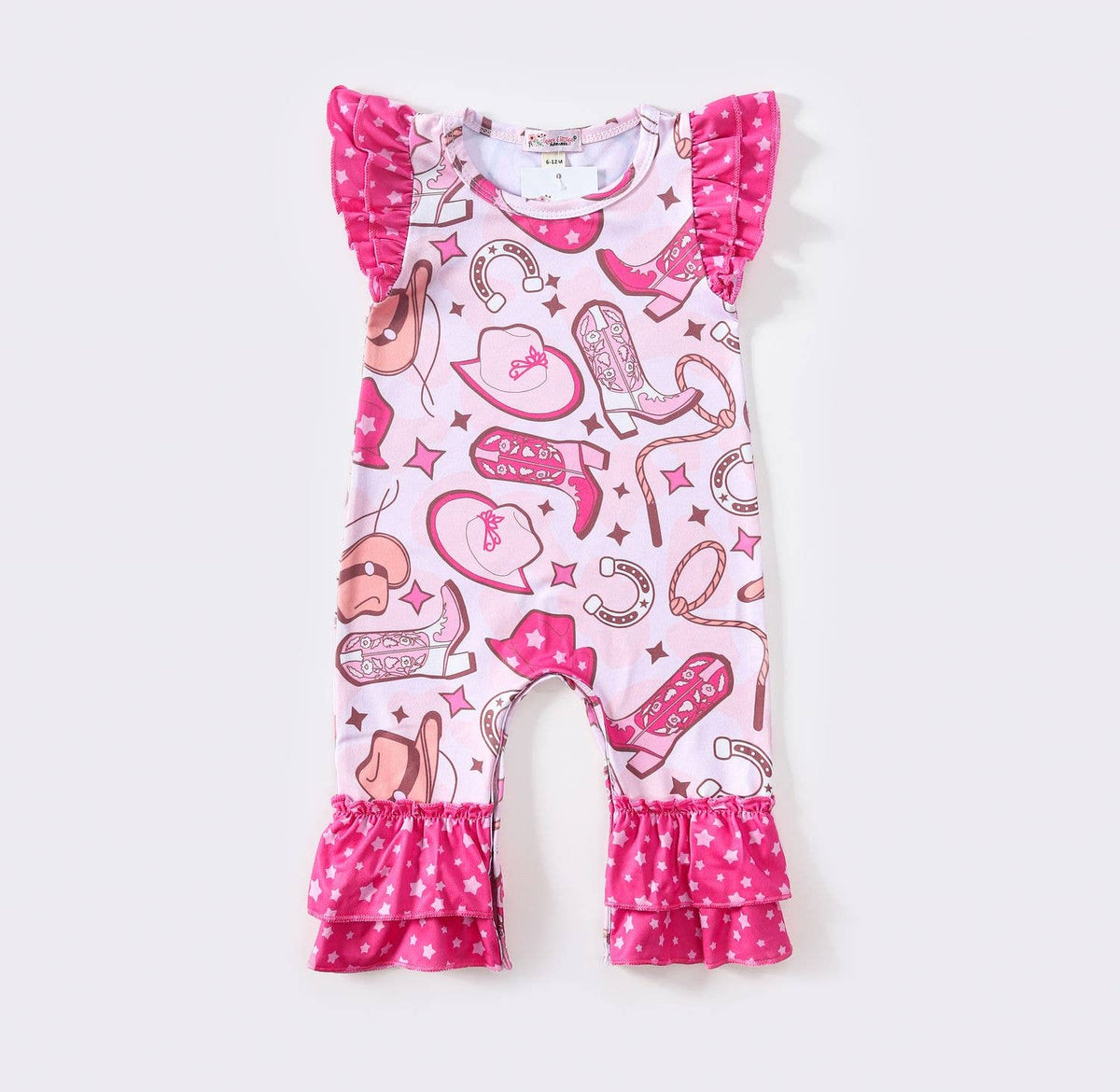 Electric Pink Cowgirl Baby Romper