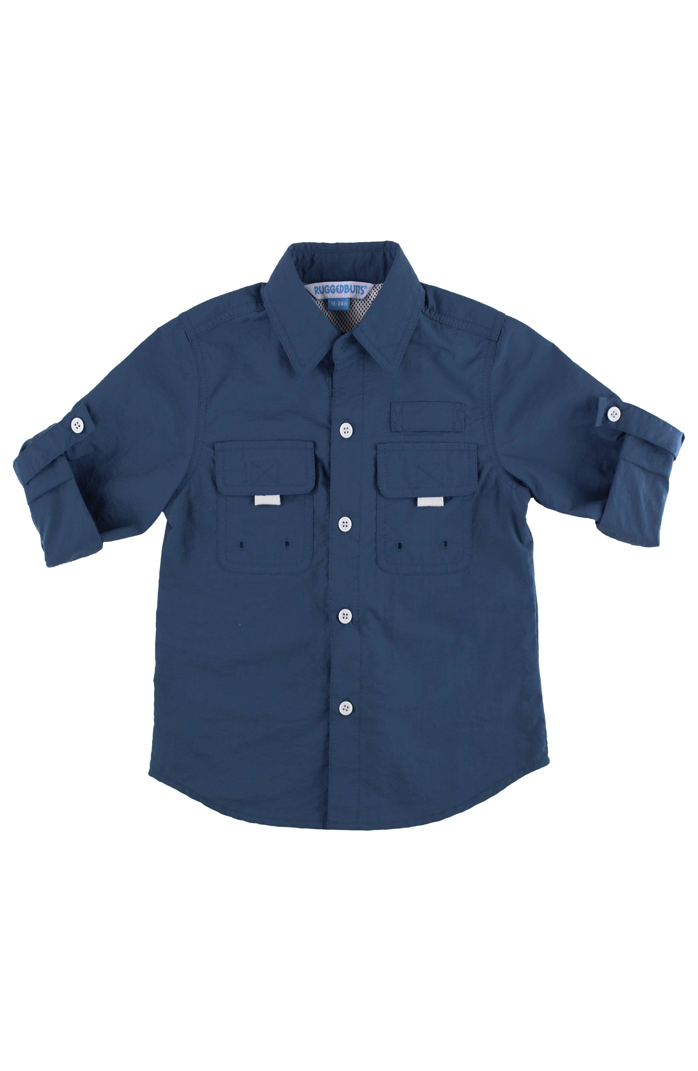 Boys Navy Sun Protective Button Down Shirt